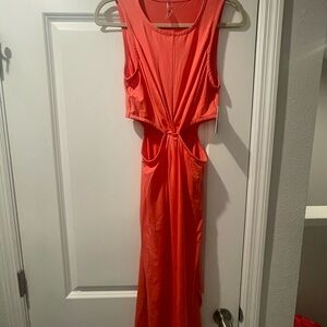 Beyond Yoga Vibrant Coral Midi Dress